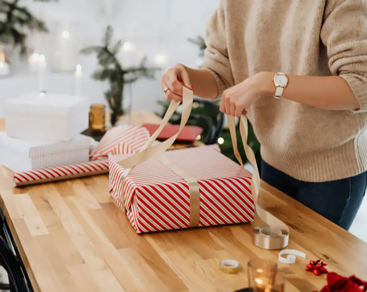 упаковка новогоднего подарка